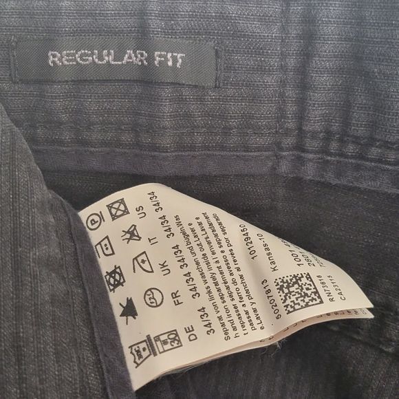 HUGO BOSS BLACK CORDUROY PANTS CHARCOAL DRESS PANTS SIZE W 34 L 34 - Picture 3 of 4